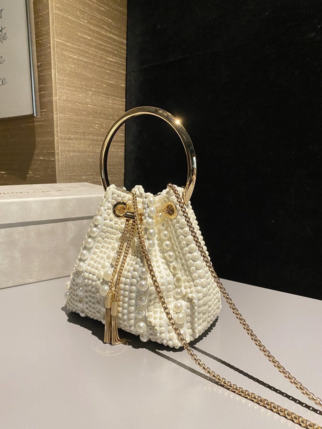 [TOP] JIMMY CHOO Bon Bon Bag 16*15*9.5CM - White - 711 Luxury