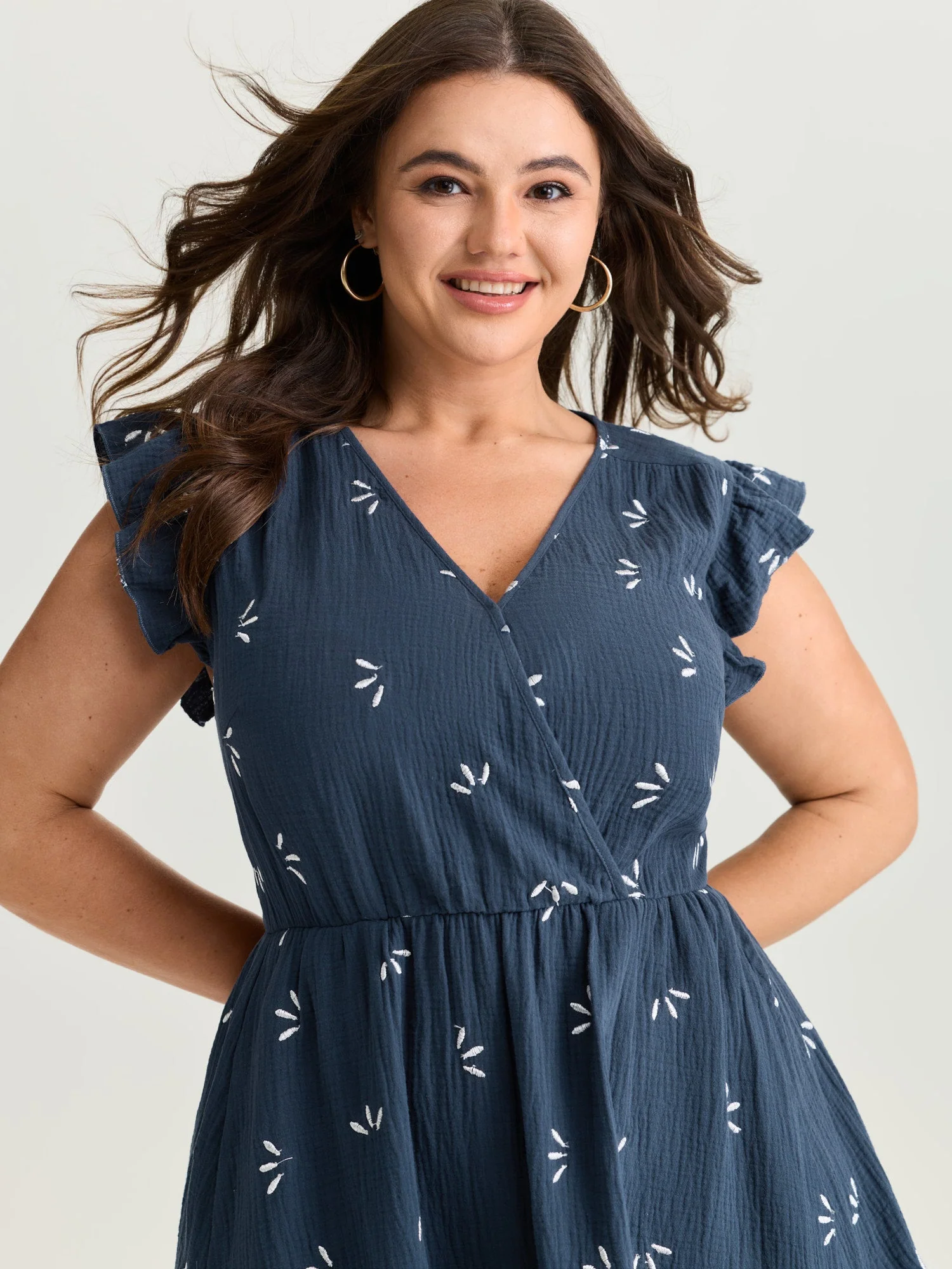 Pure Cotton Floral Embroidered Midi Dress