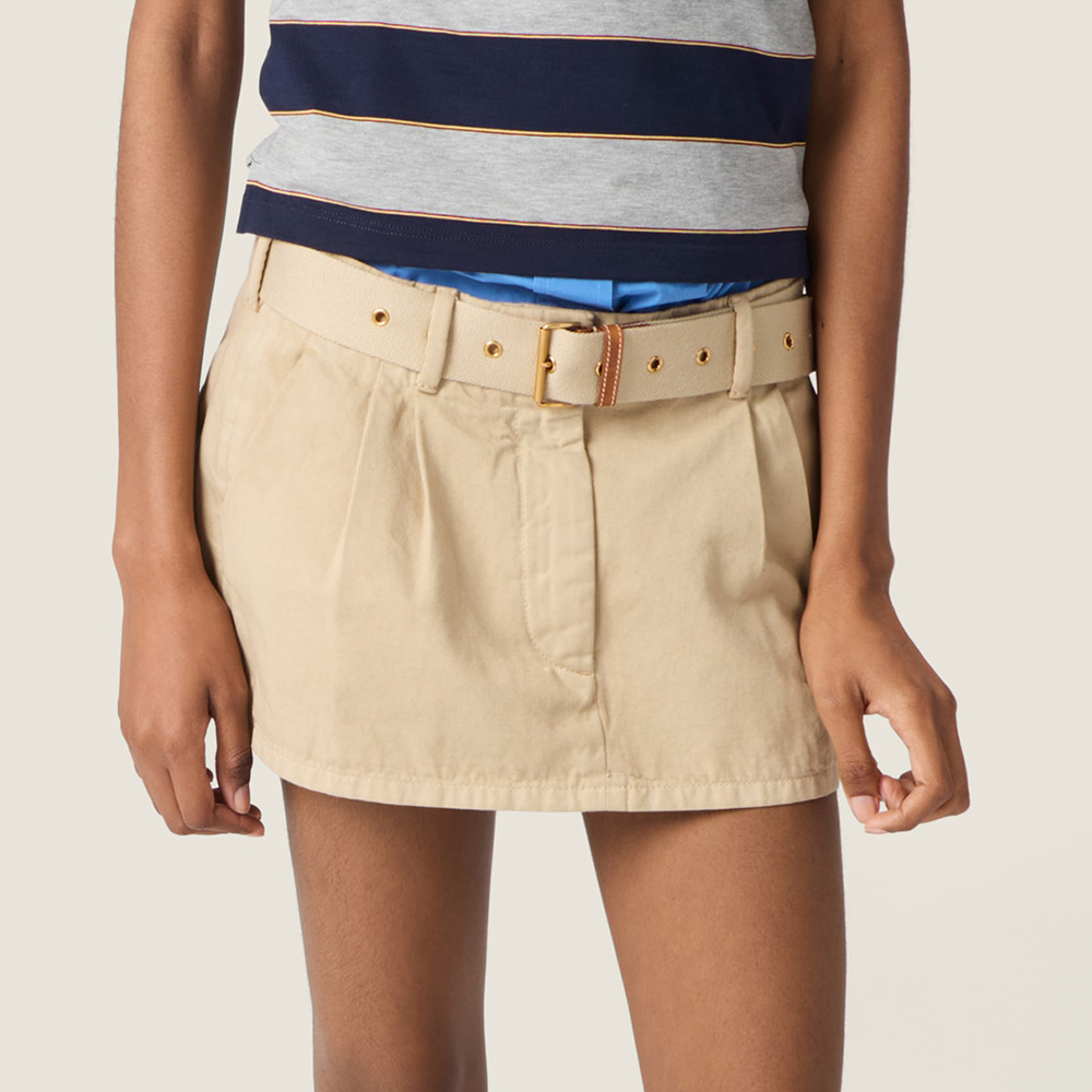MiuMiu Beige Old Gabardine Miniskirt #378581