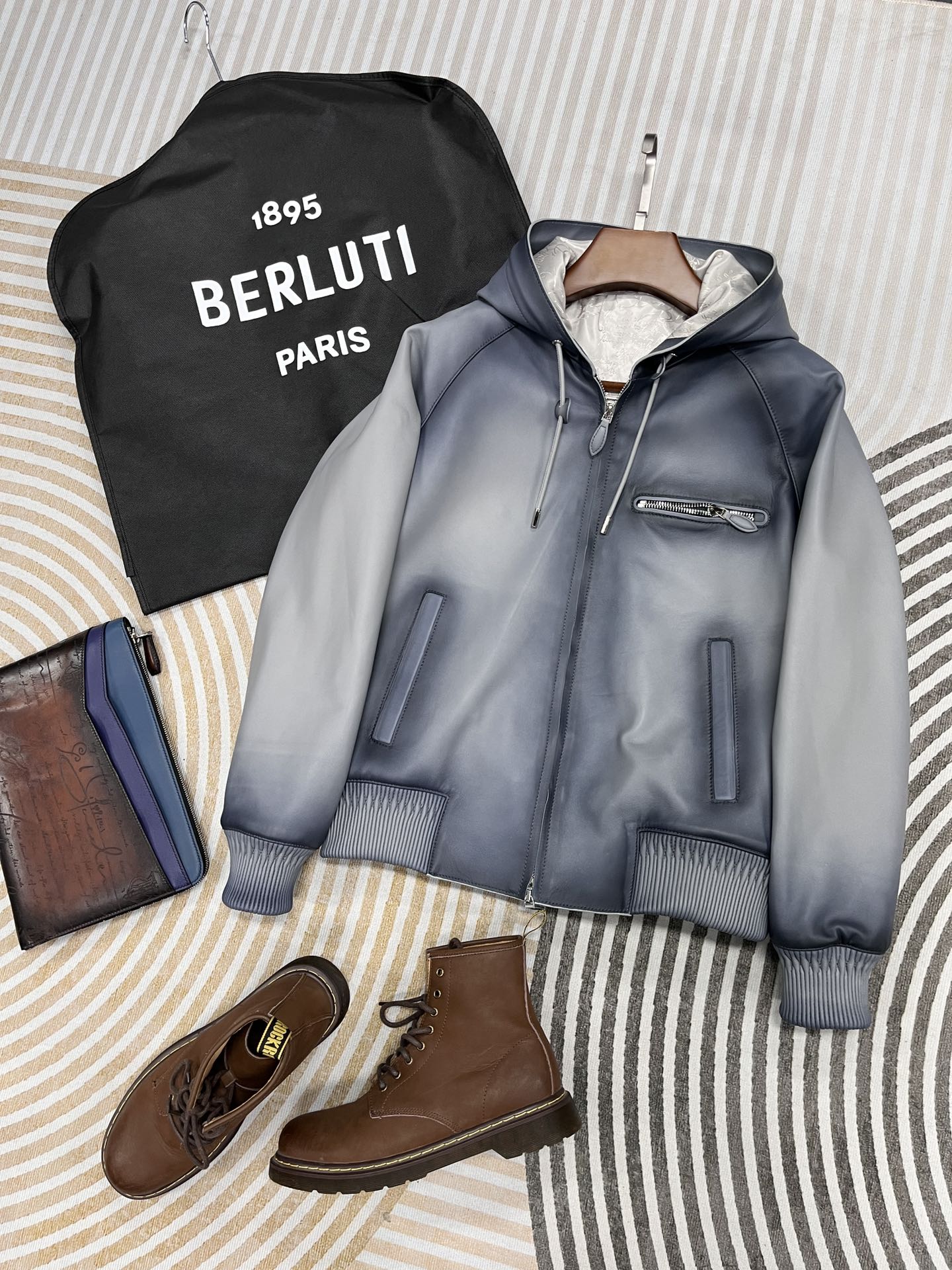 Berluti Clothing Berluti Hooded Casual Leather Jacket #281635 View 2 | Nigo Office