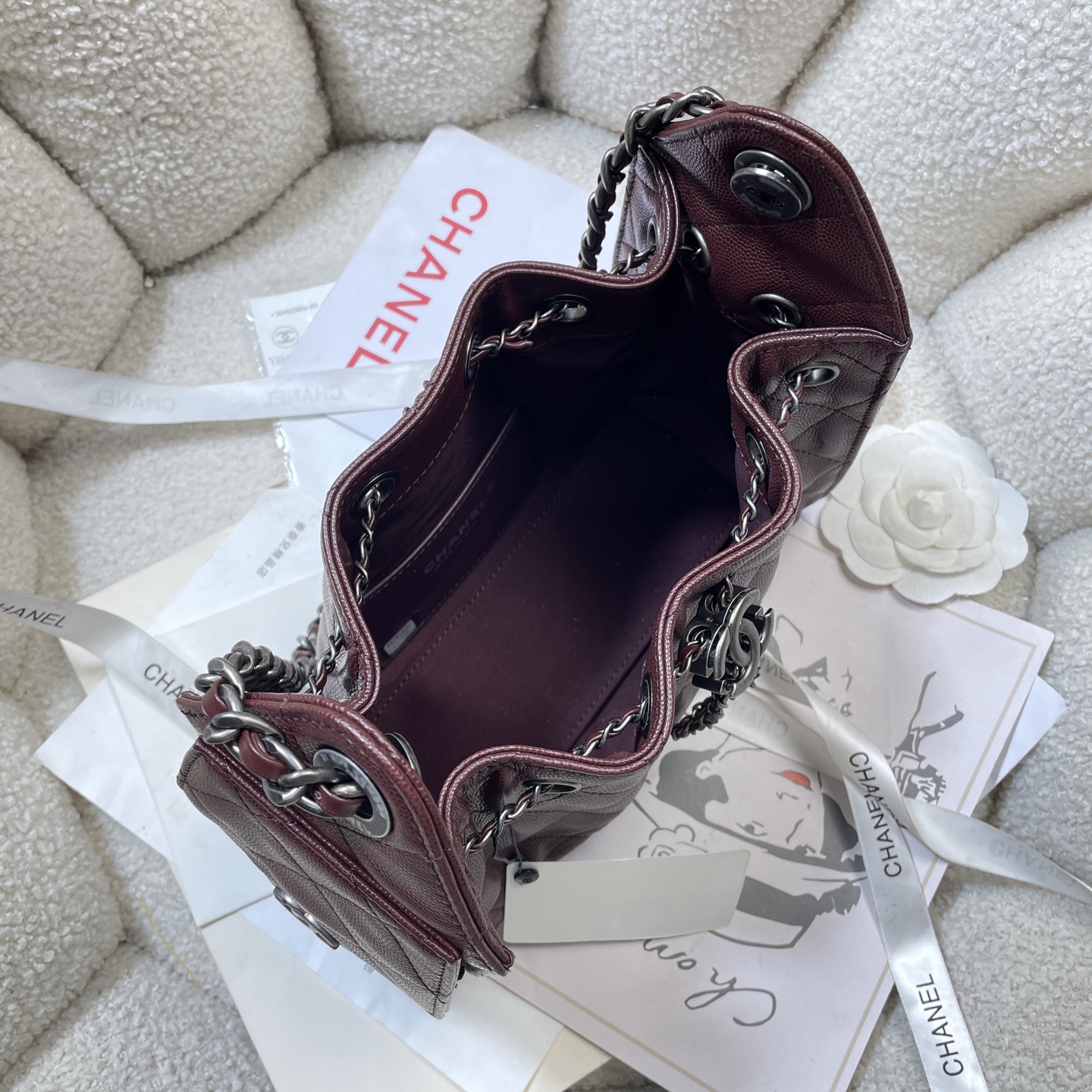 [TOP] CHANEL Mini Hobo Bag 21*22*11 cm - Claret