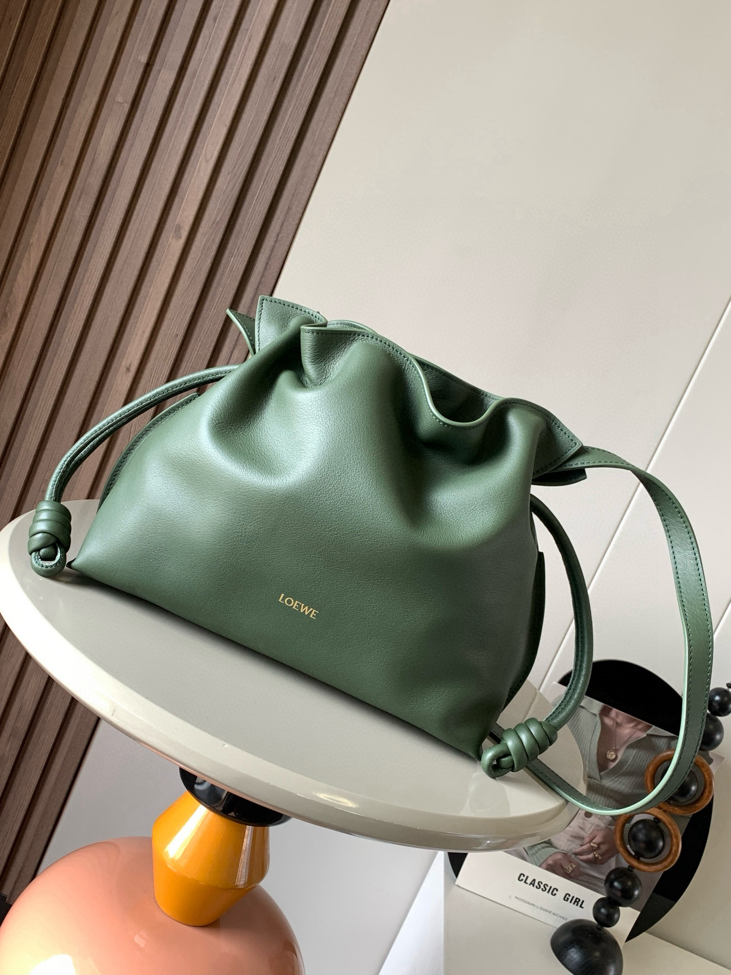 [TOP] LOEWE Flamenco Bag Cowhide Leather 30x24.5x10.5cm - Green