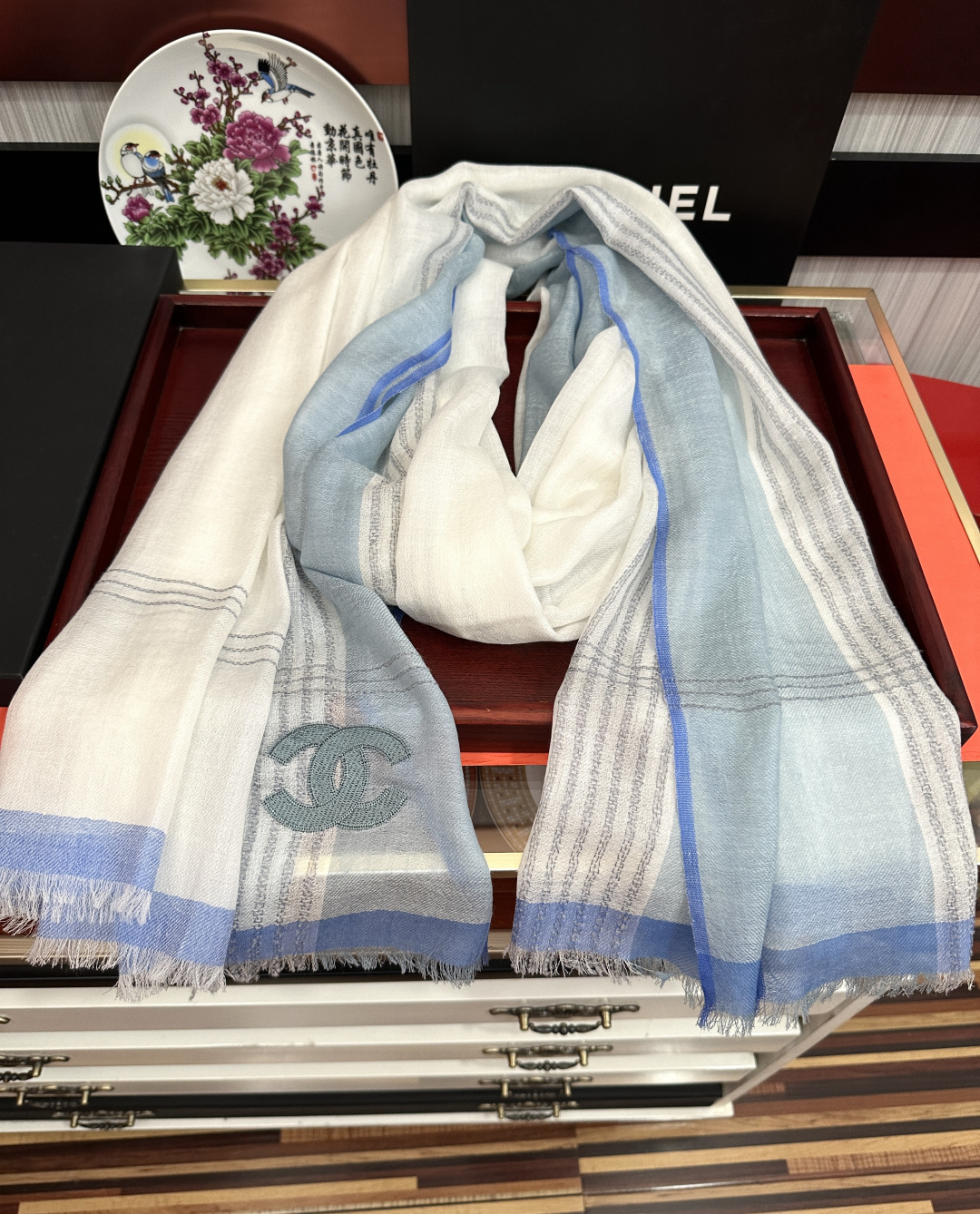 [TOP] CHANEL Scarf 80x200 cm - Blue - 711 Luxury