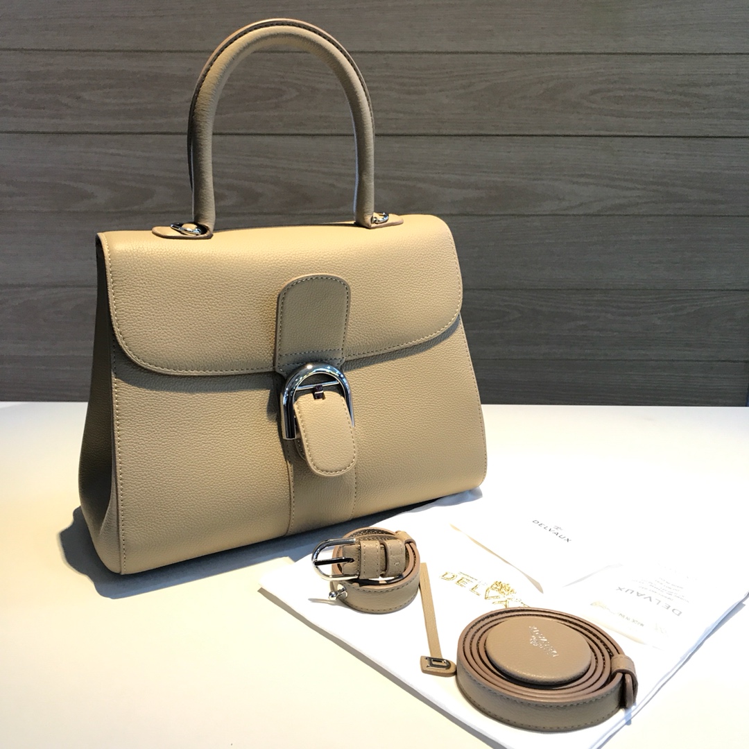 [TOP] Delvaux Brillant Bag Togo Leather 28x13.5x22.5cm - Gray - 711 Luxury