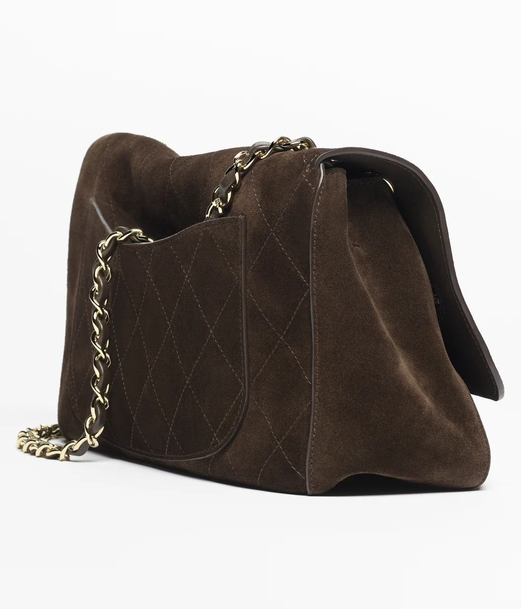 [TOP] CHANEL Maxi Flap Bag Suede Calfskin 19.5x32x10cm - Dark Brown - 711 Luxury