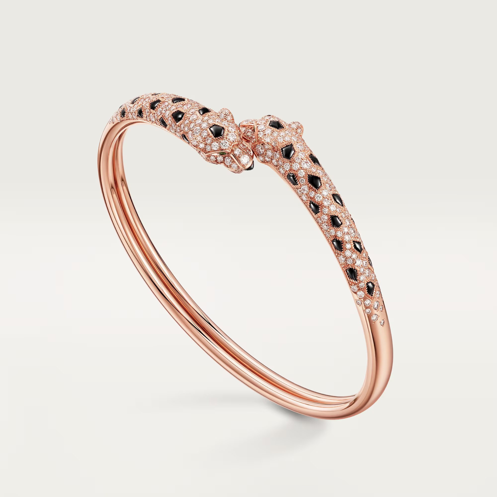 Carty Panther Motif Bracelet, Rose Gold, Small Model, Half-Paved