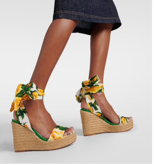 Dolce & Gabbana Shoes Dolce & Gabbana Floral Printed Wedge Sandals View 2 | Nigo Office