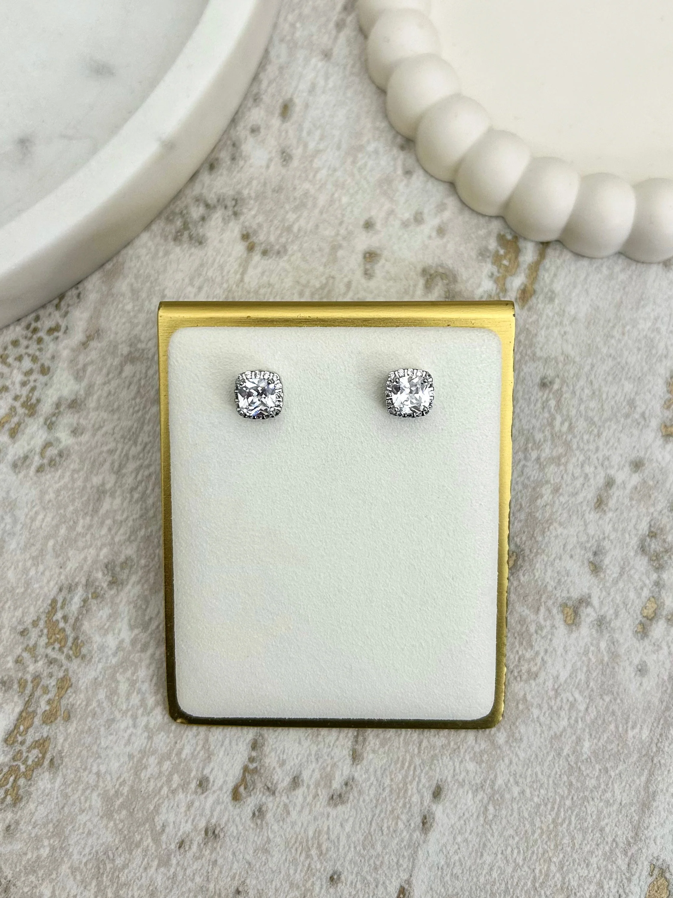 Square Gem Stud Earrings (2 Colours)