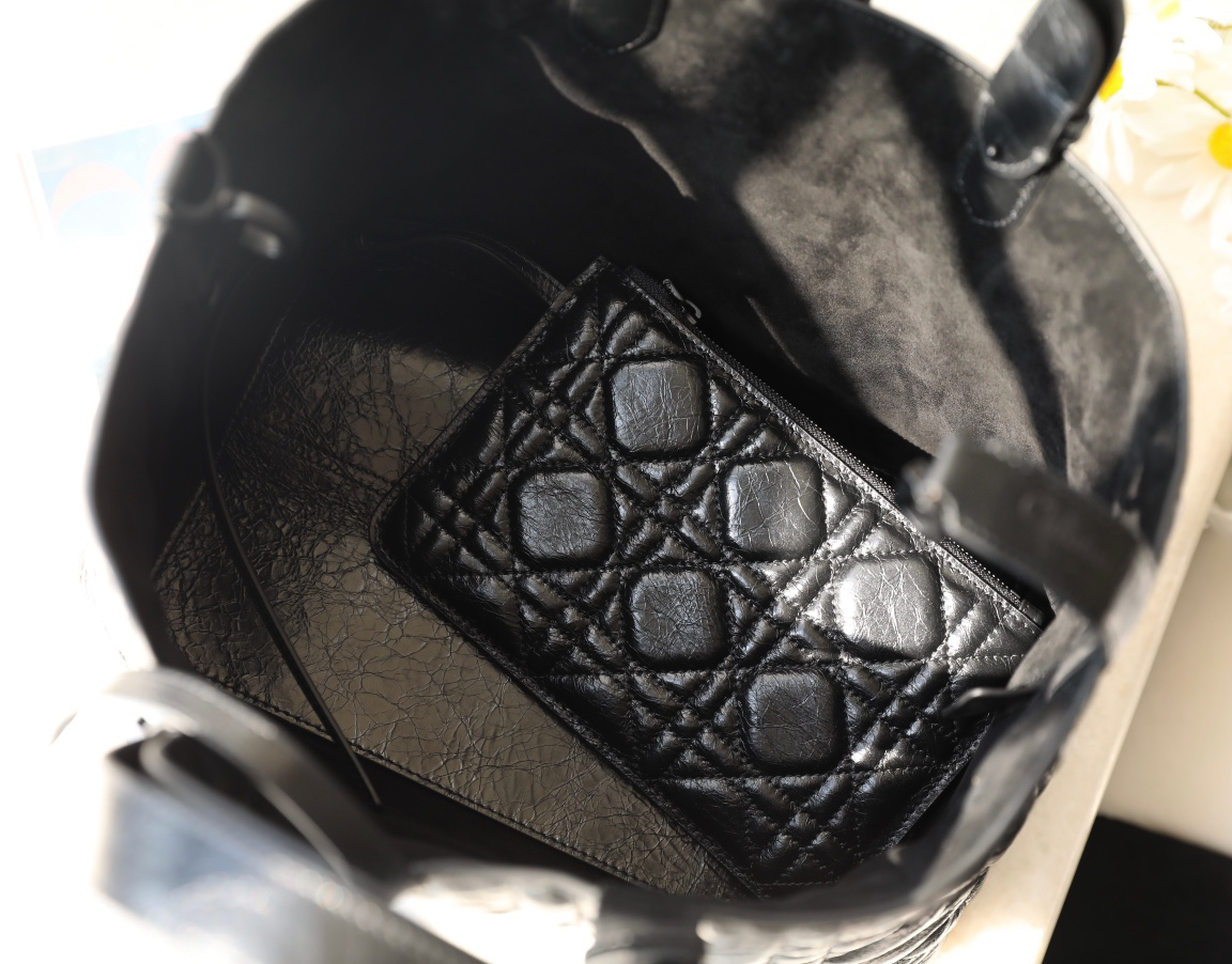 [TOP] Christian Dior Toujours Bag Calfskin Medium 28.5x21.5x19cm - Black