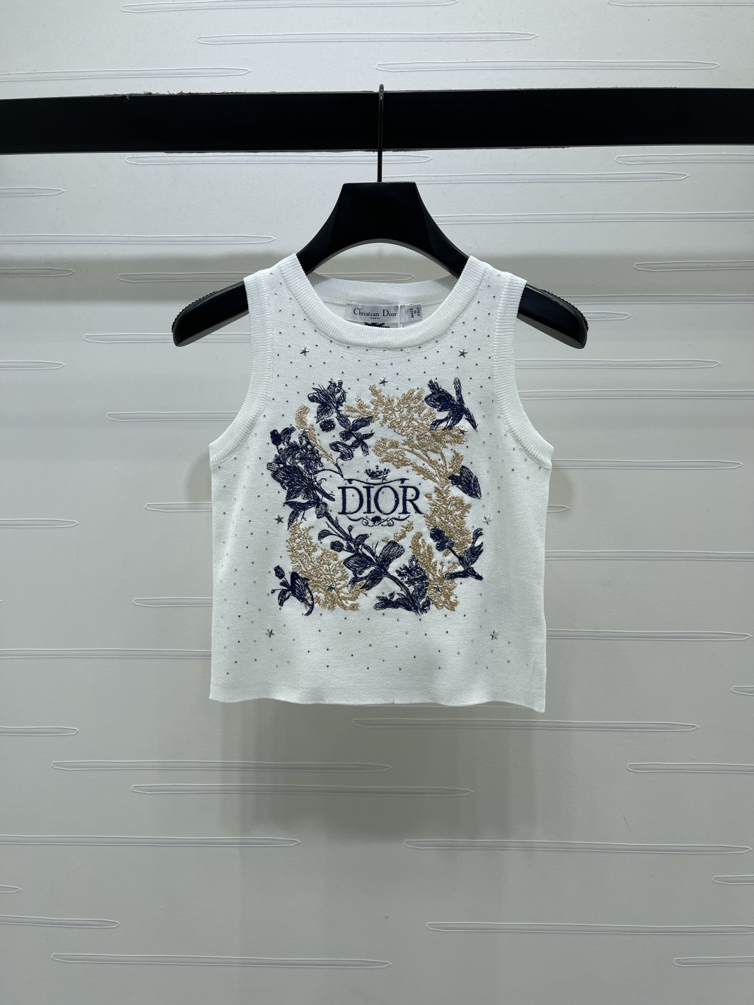 [TOP] Christian Dior  Embroidered Knitted Vest - White