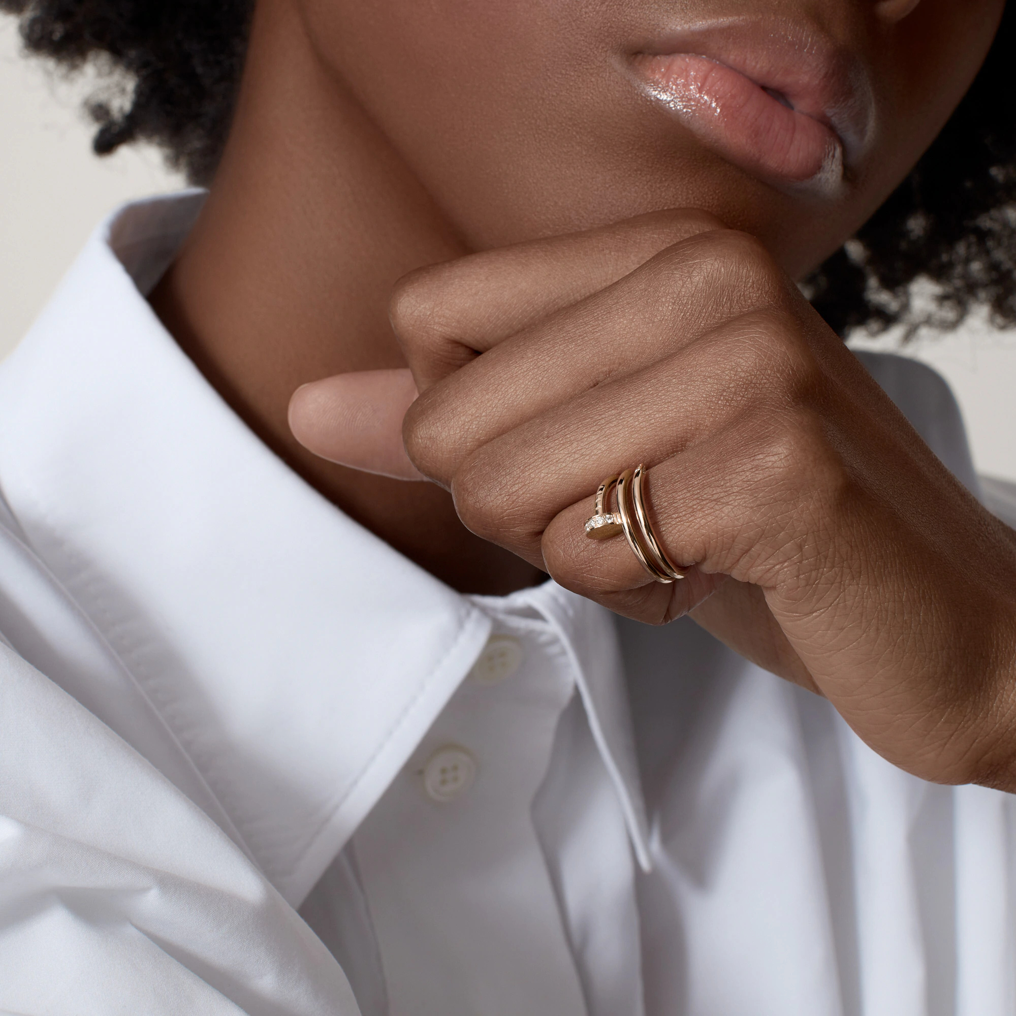 Carty Nails Infinity Wrap Ring,Rose Gold,Moissanite