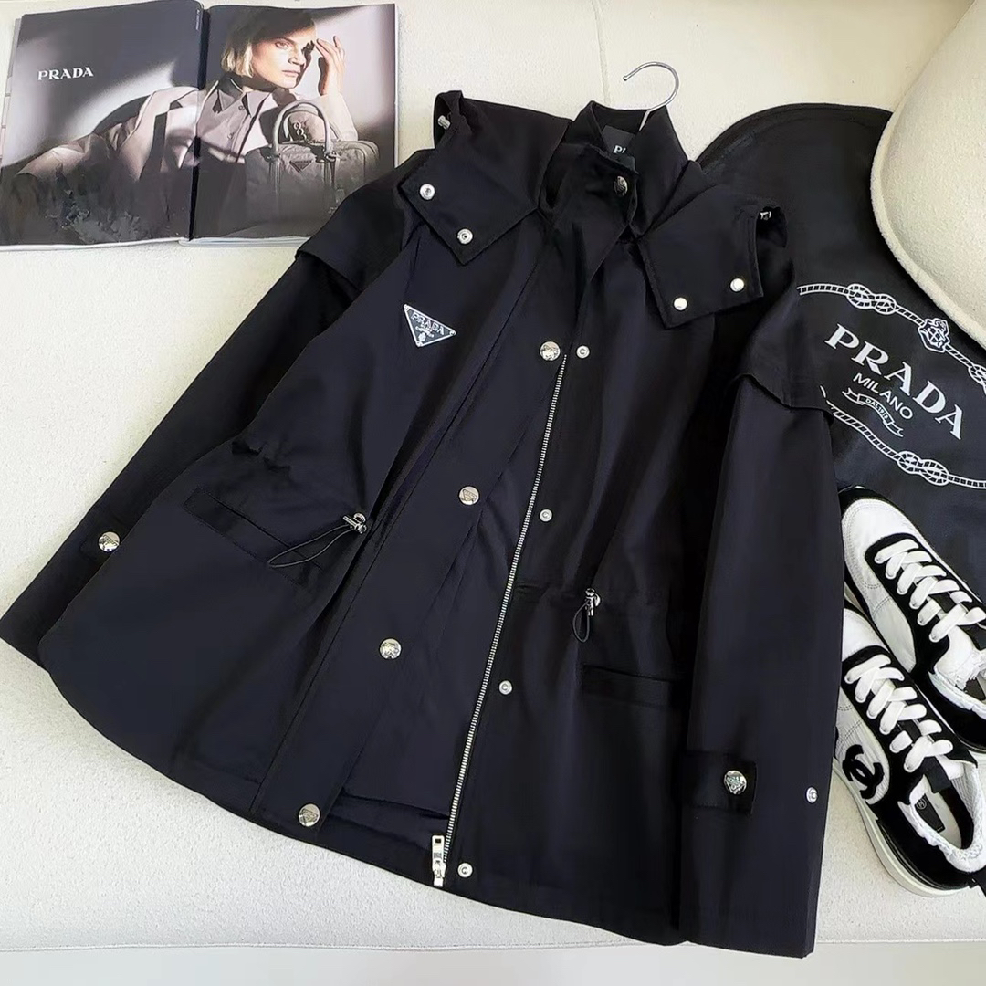 [TOP] PRADA Trench Coat - Black