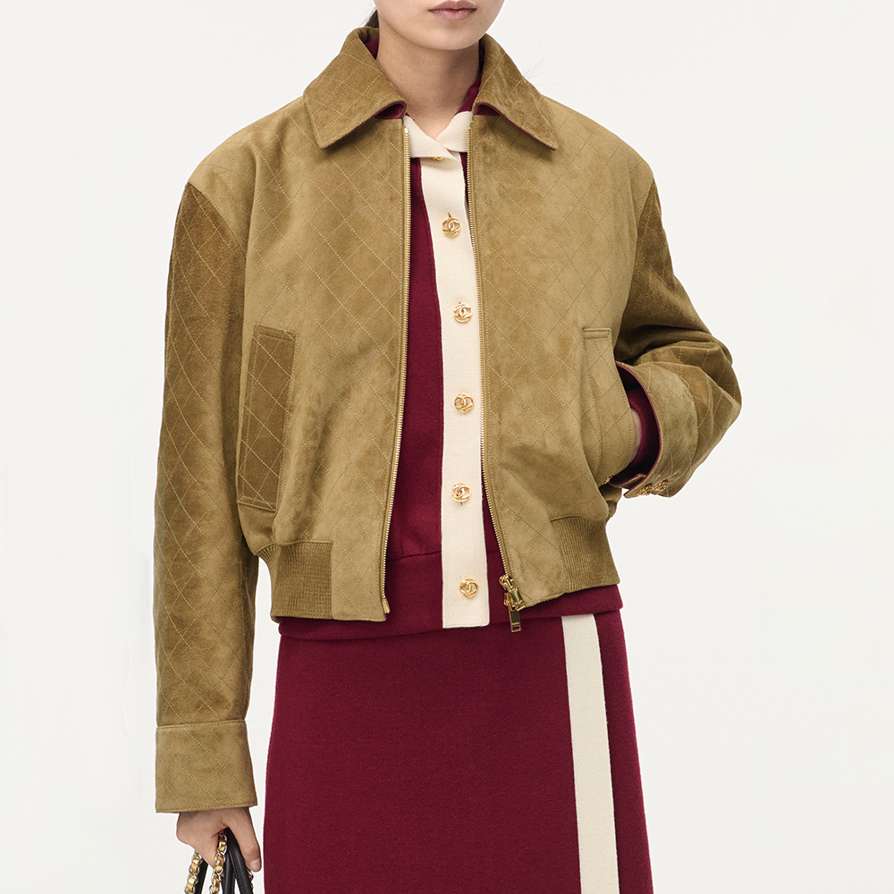 Chanel beige Accessory CHANEL Blouson Suede Calfskin Fango Beige #393311 | Nigo Office