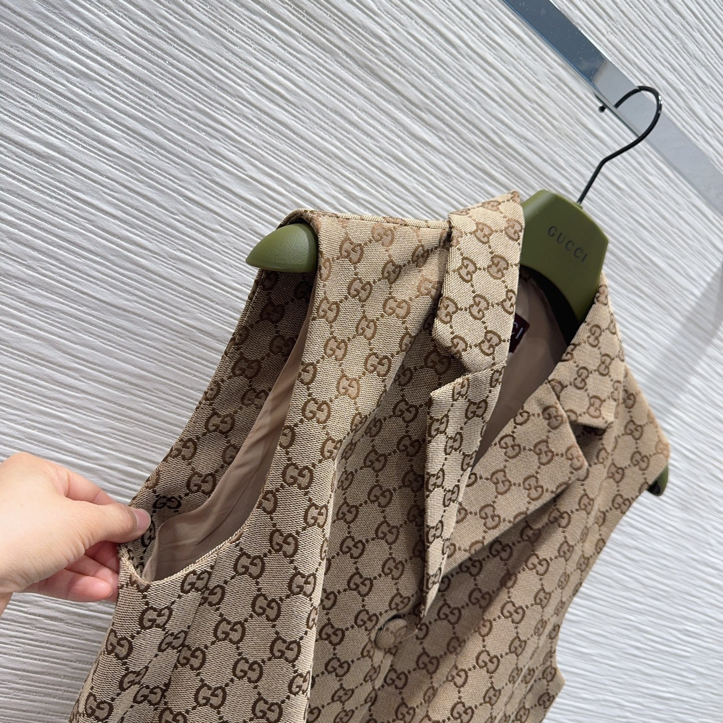 [TOP] GUCCI Jacquard Sleeveless Blazer -Brown