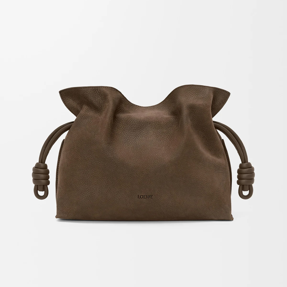 Loewe brown Bag LOEWE Medium Flamenco Clutch in Grained Nubuck Brown #388119 | Nigo Office