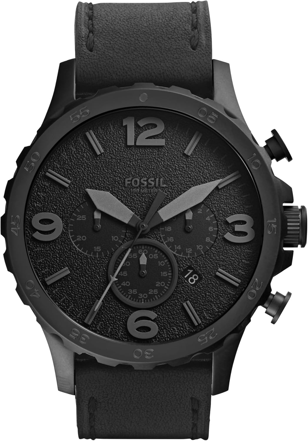 Fossil Men's Nate Quartz Watch, Oversized Stainless Steel Chronograph Watch for Men