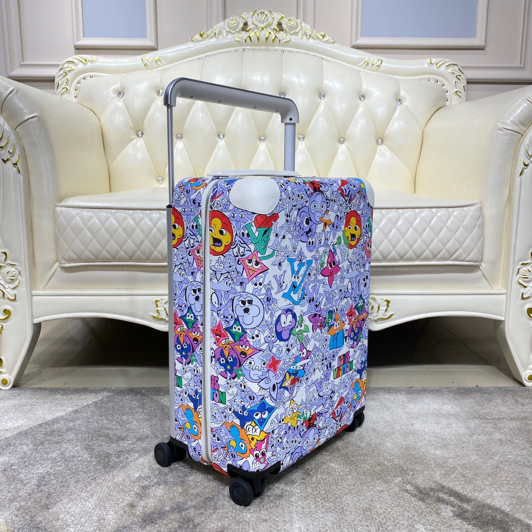 [TOP] Louis Vuitton LV Rolling Luggage Horizon 55 - White and Purple - 711 Luxury