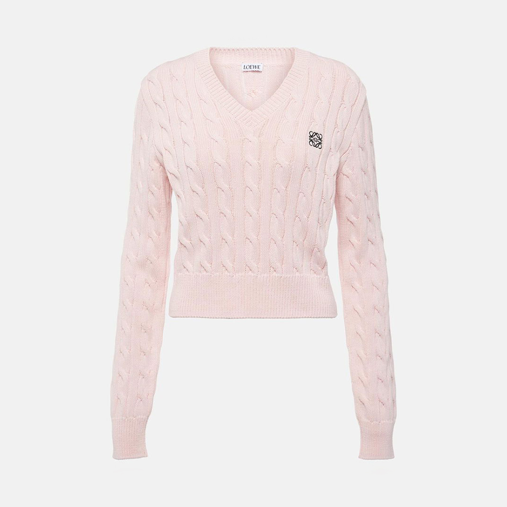 Loewe Clothing LOEWE Anagram Cable-Knit Cotton Sweater #393993 | Nigo Office