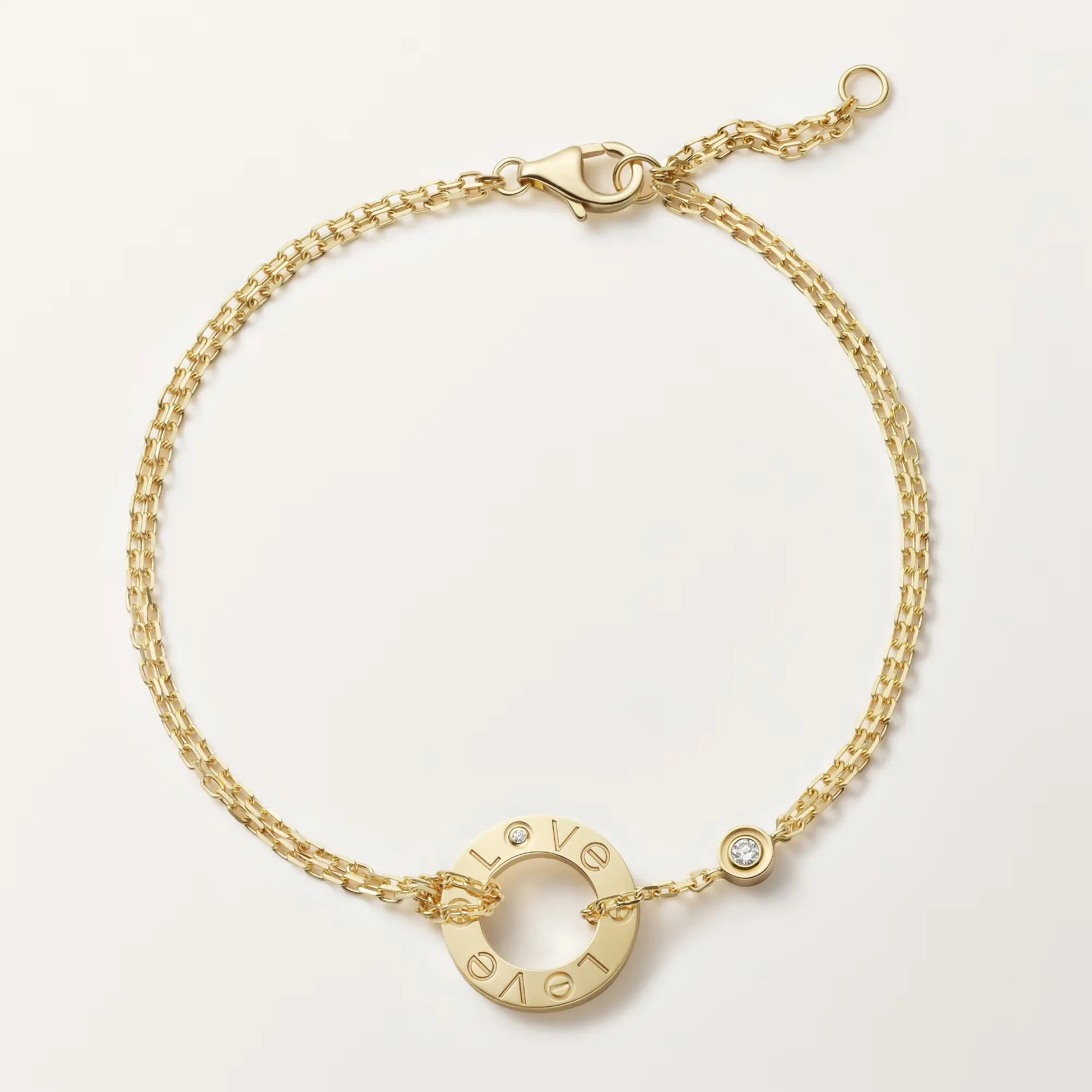 Carty Love Luna Loop Bracelet, Yellow Gold, 2 Moissanite