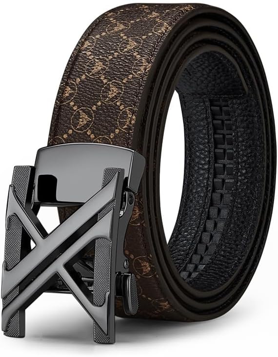 VANNANBA Letter X Belt for Men，Luxury Stylish Designer Ratchet Belts for Dress Casual Pants