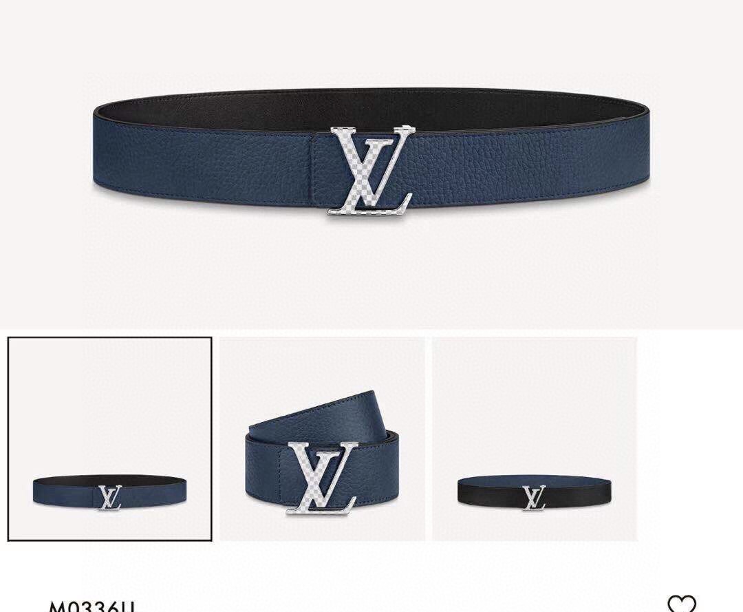 [TOP] Louis Vuitton LV Men's Belt 4 cm - Black and Blue - 711 Luxury
