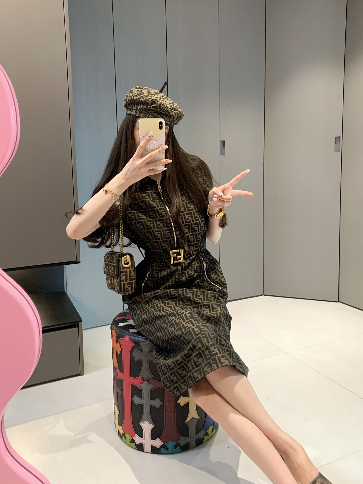 [TOP] FENDI FF Dress - Brown