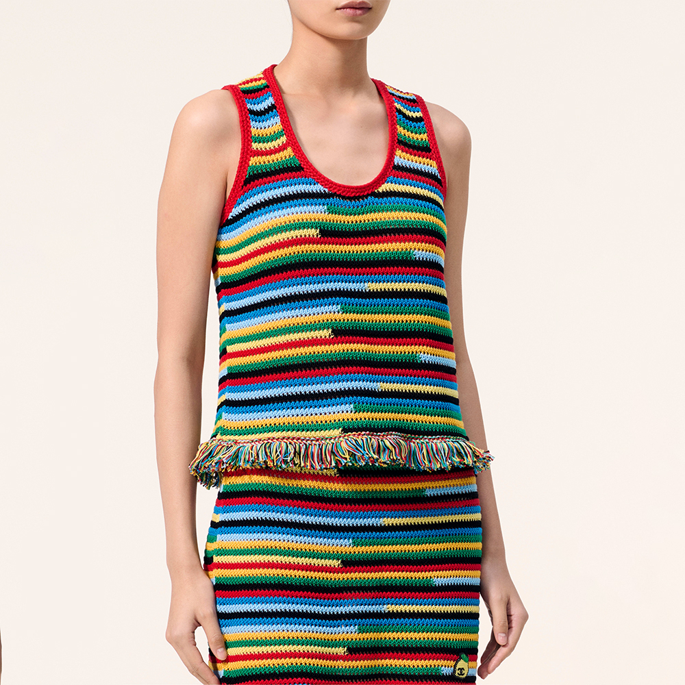 CHANEL Top Cotton Red Blue Green Yellow #384384
