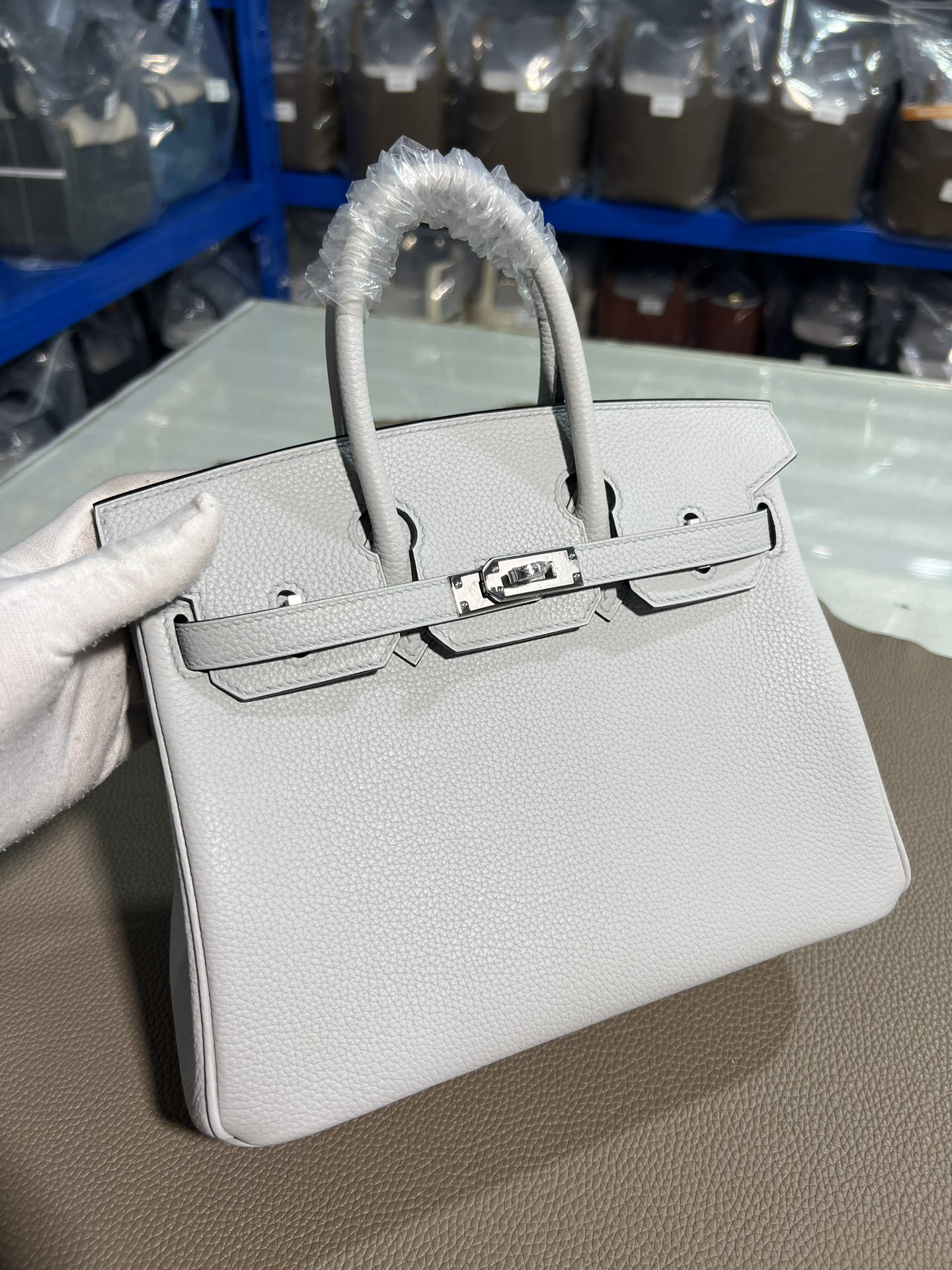 [TOP] HERMES Birkin Togo 25cm - Bleu Pale & SHW