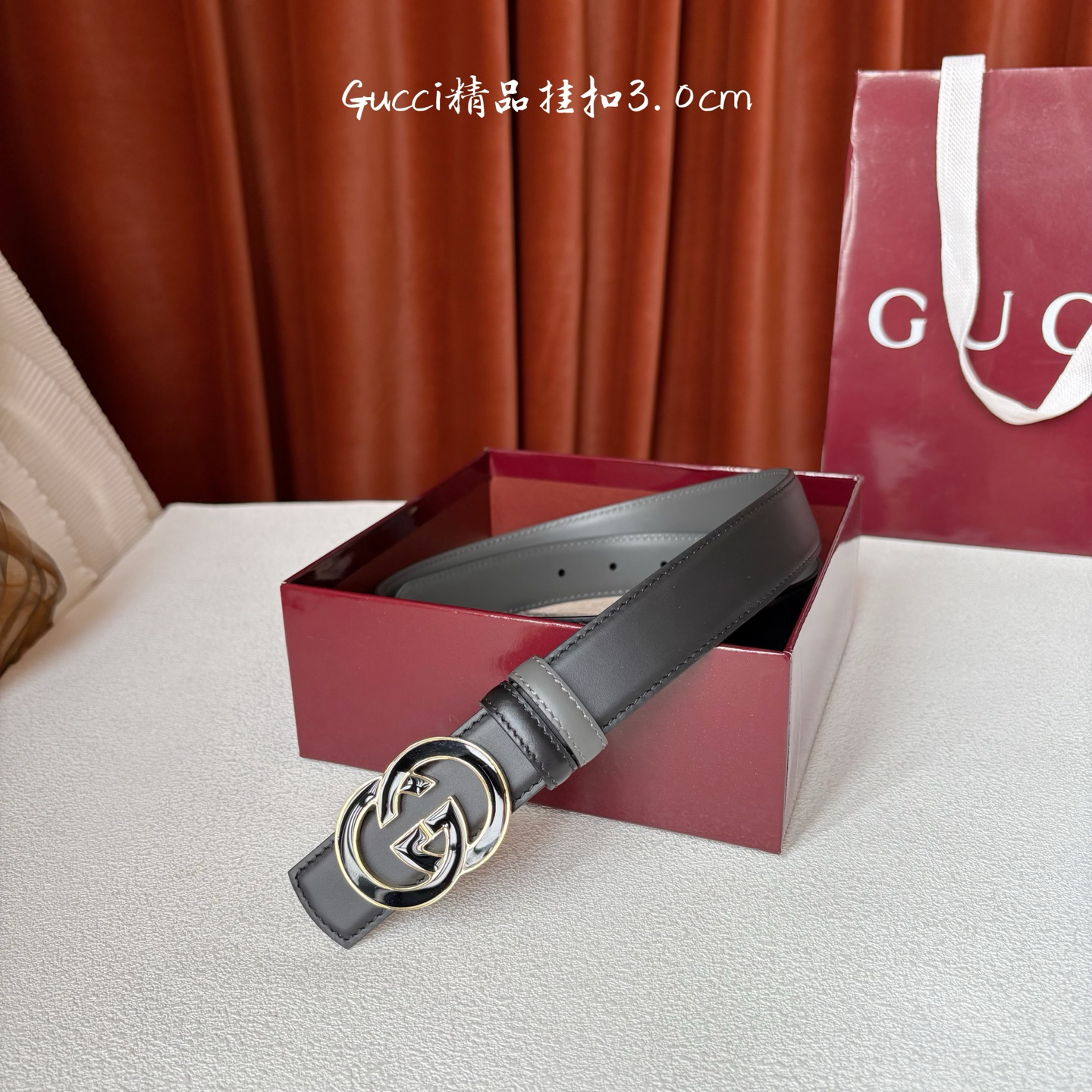 [TOP] GUCCI Belt 3 cm - Grey - 711 Luxury