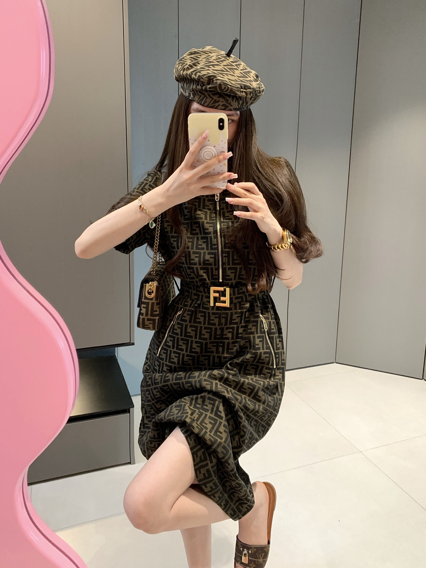 [TOP] FENDI FF Dress - Brown