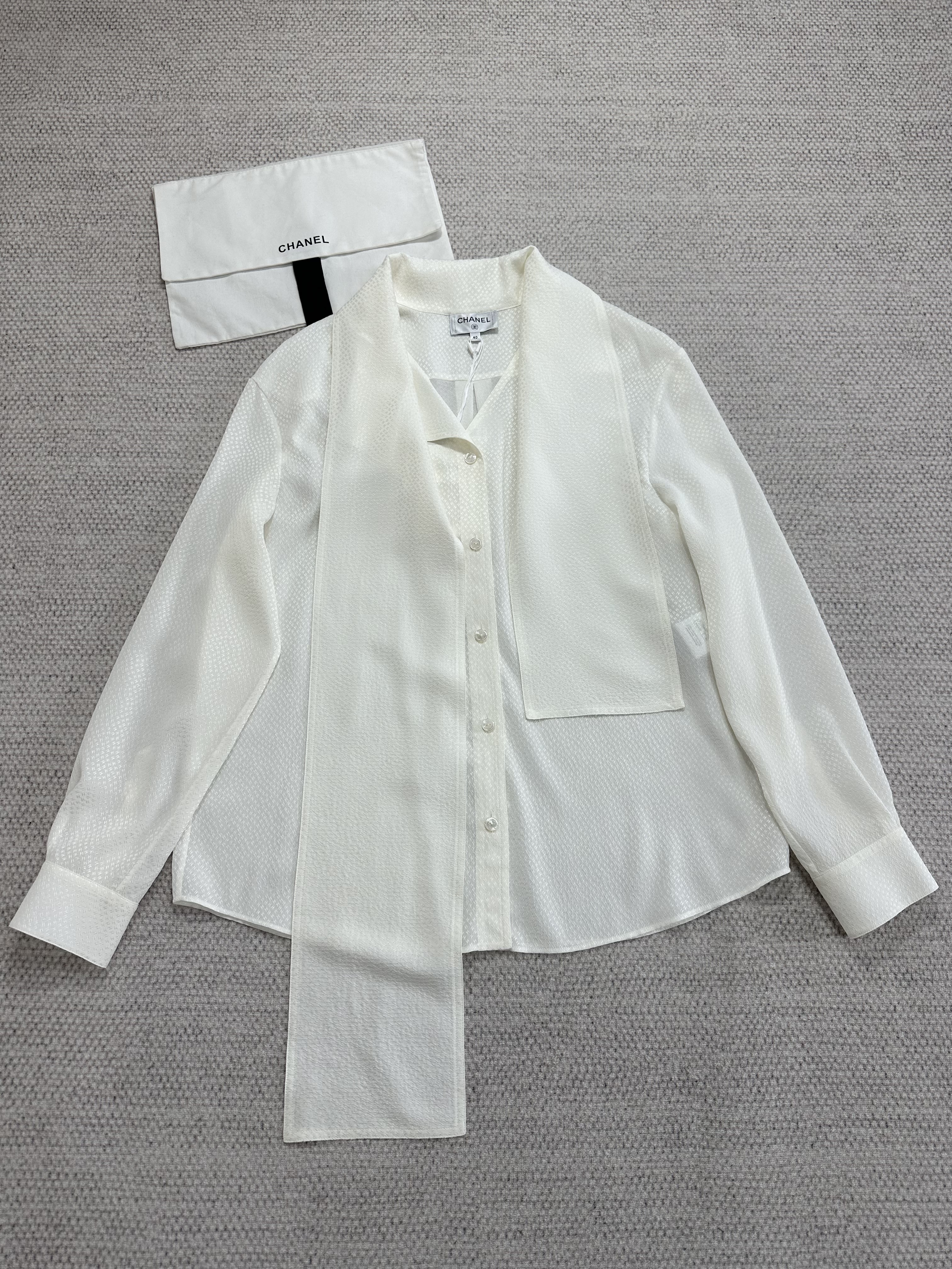 Chanel Clothing Chanel Top-Quality Version Ribbon Silk Jacquard Shirt | Nigo Office