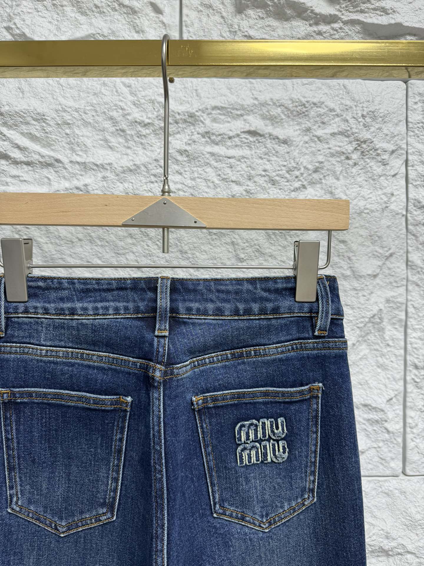MiuMiu Navy Washed Denim Flared Jeans #335826