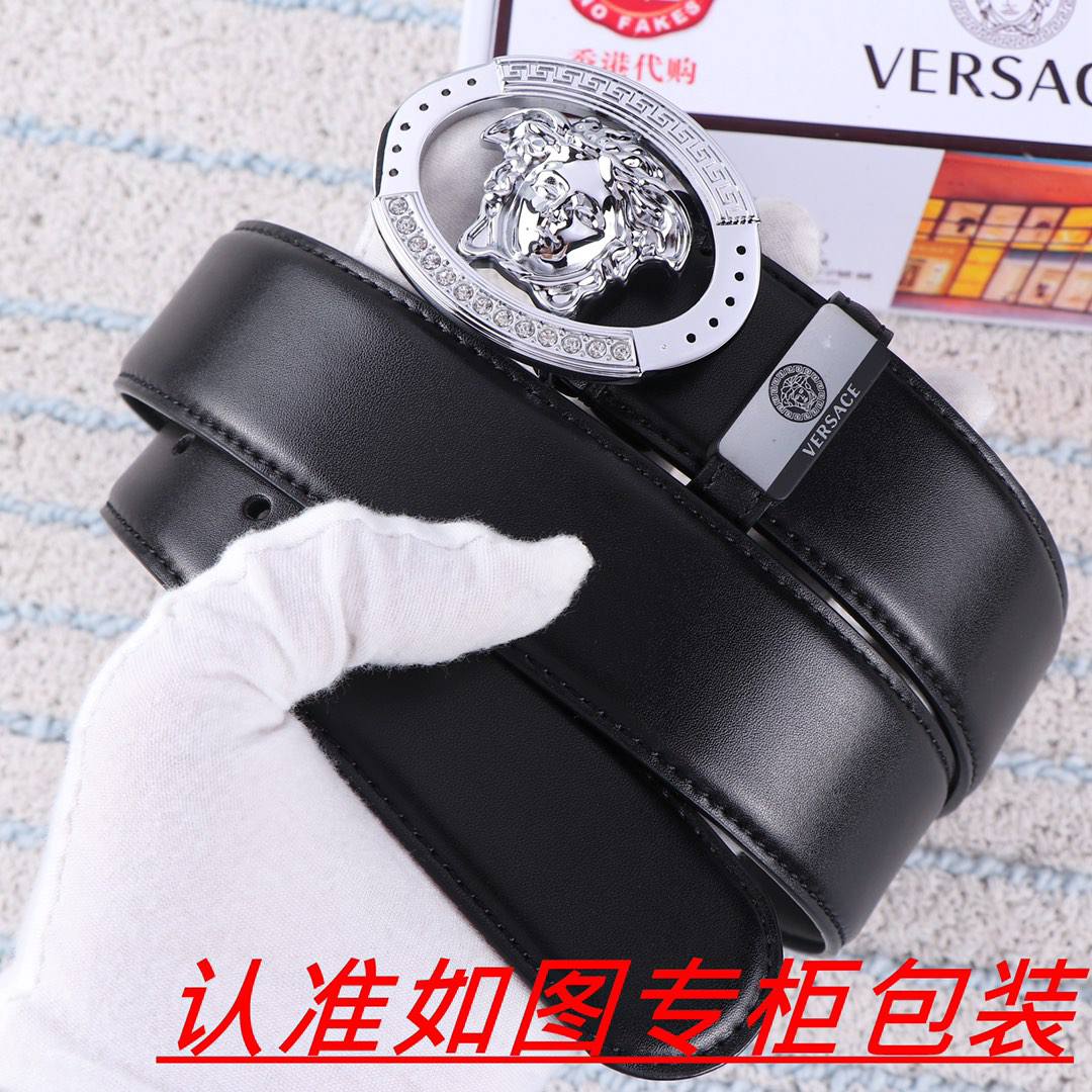 [TOP] VERSACE Men's Belt 3.8 cm - Black - 711 Luxury