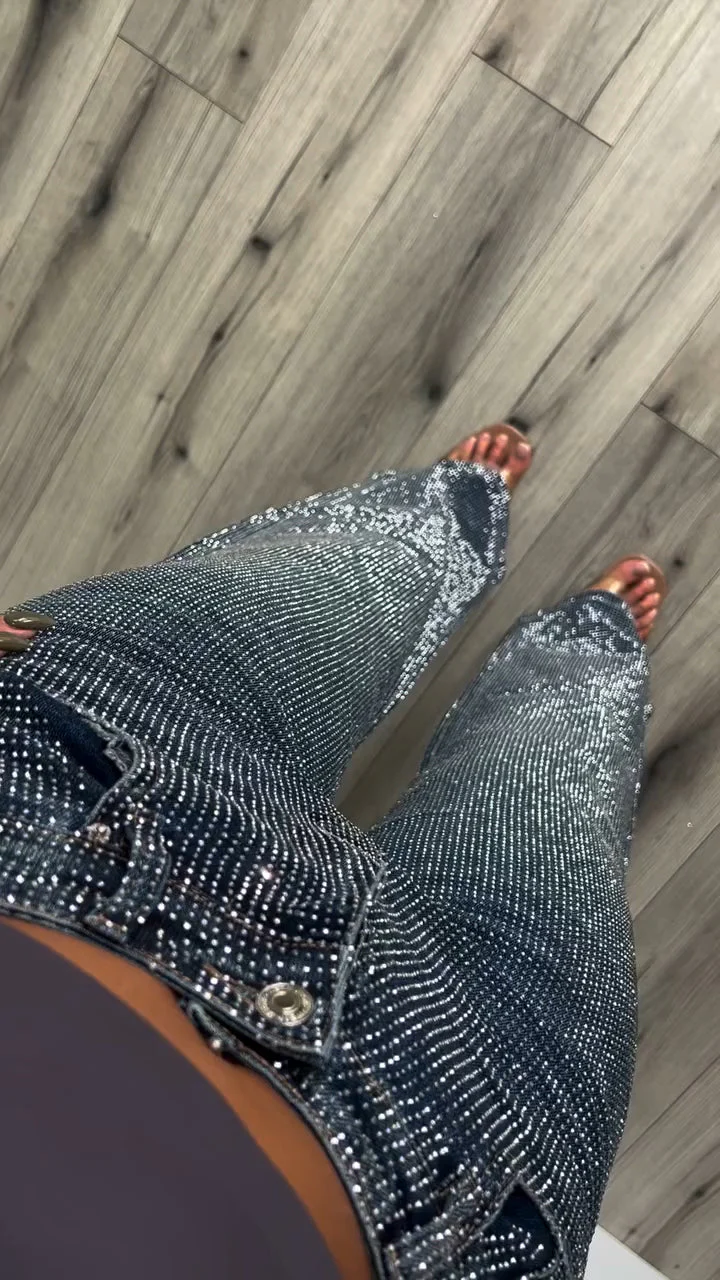 Women Hot Rhinestone Sparkling Casual Jeans