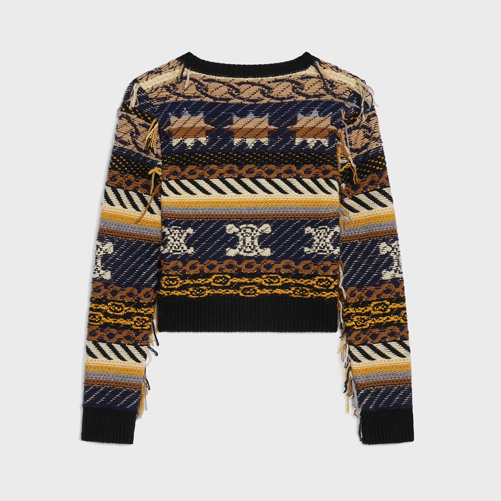 CELINE V-NECK SWEATER IN JACQUARD CASHMERE #335645