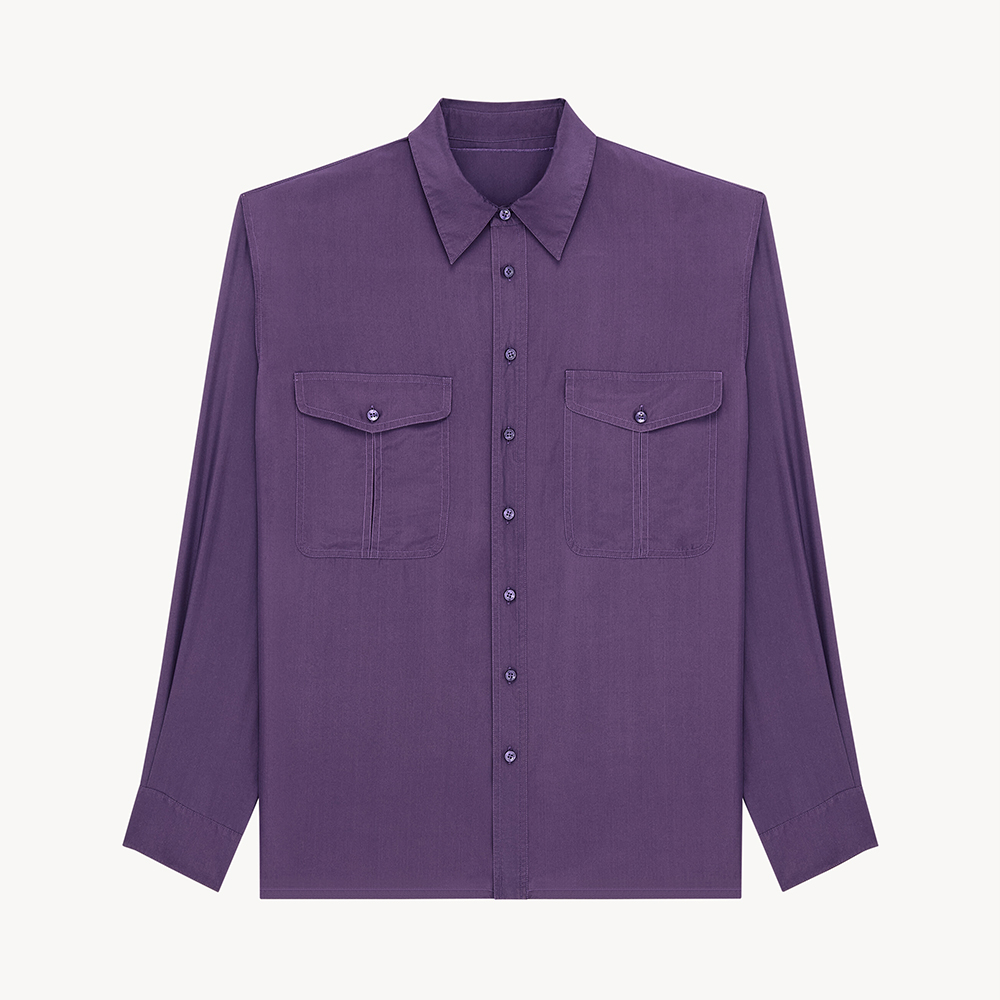 Saint Laurent Shirt in Silk in Purple #385943