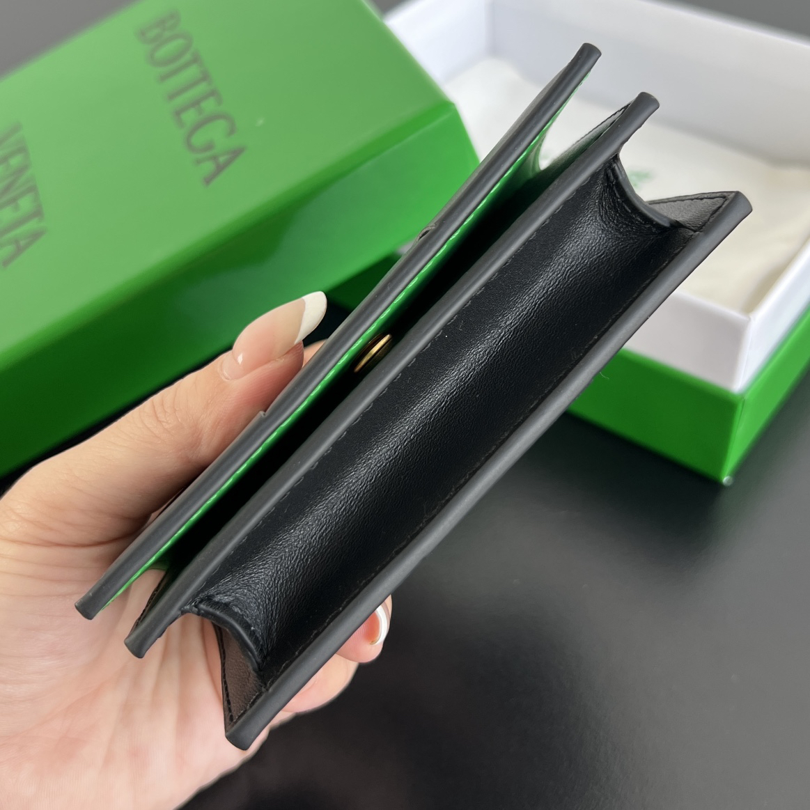 [TOP] Bottega Veneta BV Folding Slim Business Card Holder 12.5x7.5 cm - Black - 711 Luxury