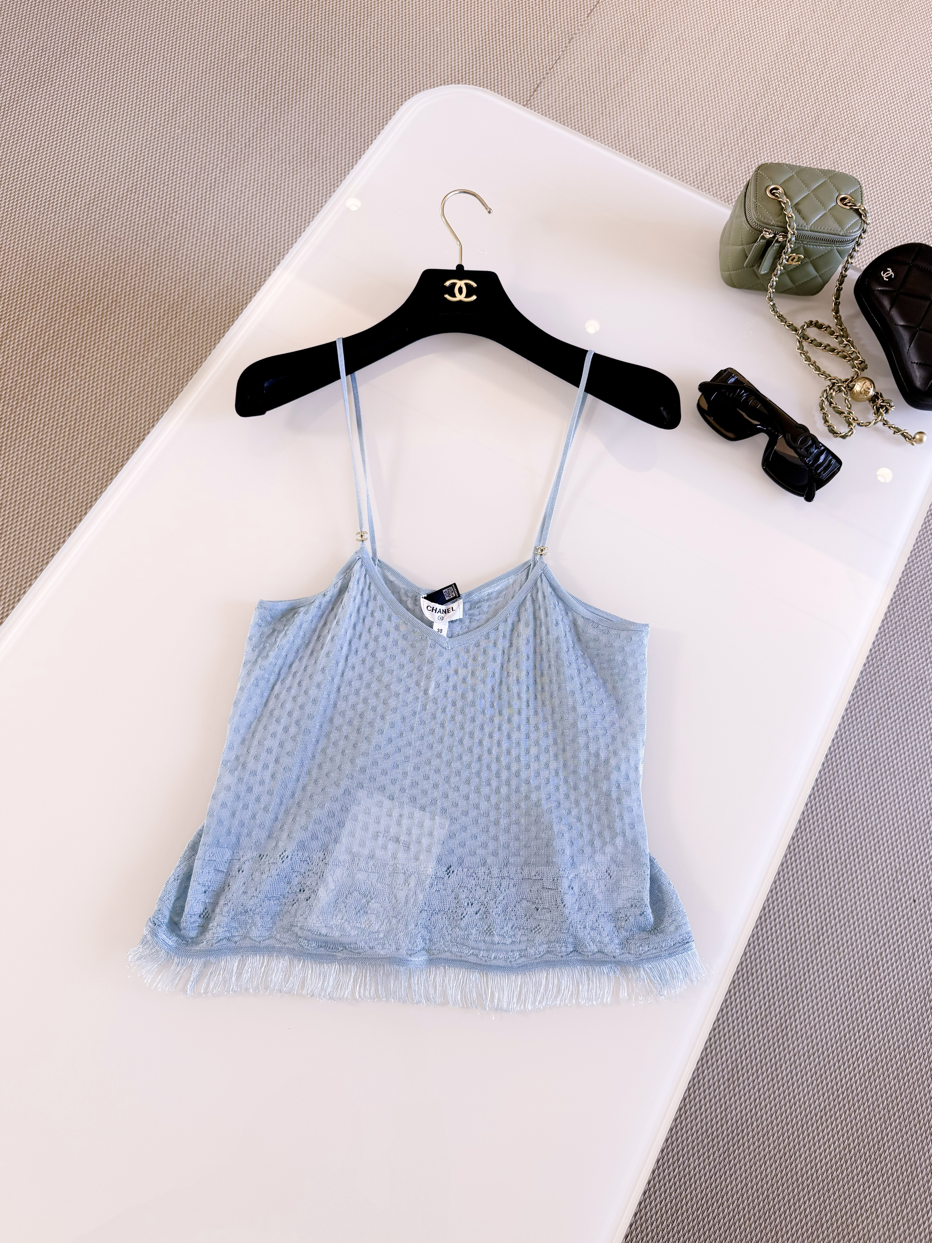 Chanel blue Clothing Chanel Top Midi Skirt Mixed Fibers Light Blue View 2 | Nigo Office