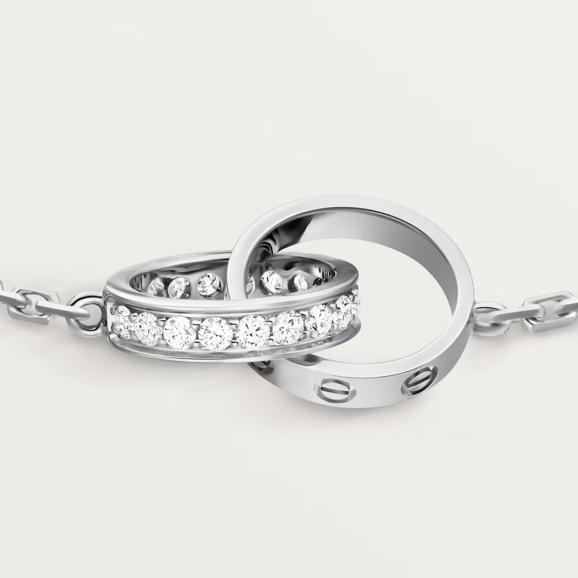 Carty Love Luna Loop Bracelet, White Gold, Half-Paved