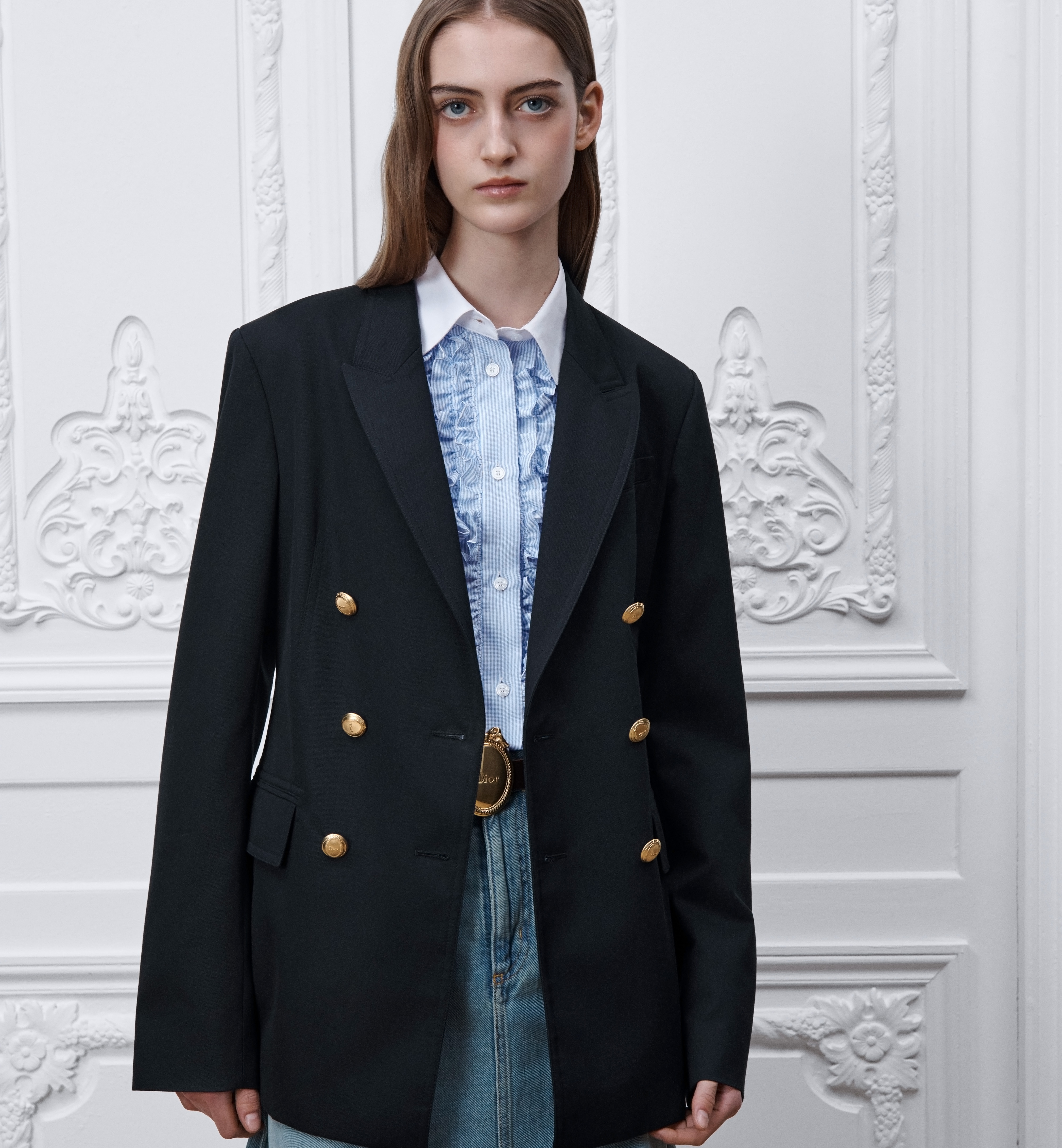 Dior blue Clothing DIOR Dior Médaillon Bar Jacket Navy Blue Water-Resistant Cotton and Silk Gabardine #389904 View 2 | Nigo O