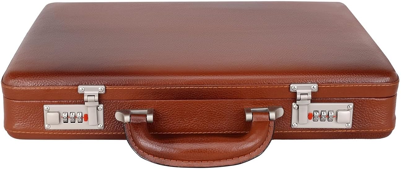 DA LV Full Grain Leather Briefcase for Men - Business Laptop Bag - Imported Handmade Leather Bag - Attache -Men Gifts