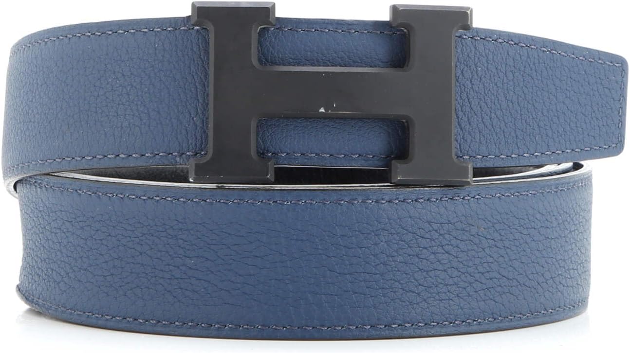 Hermes, Pre-Loved Constance Reversible Belt Leather with So Black Matte Hardware Wide, Black