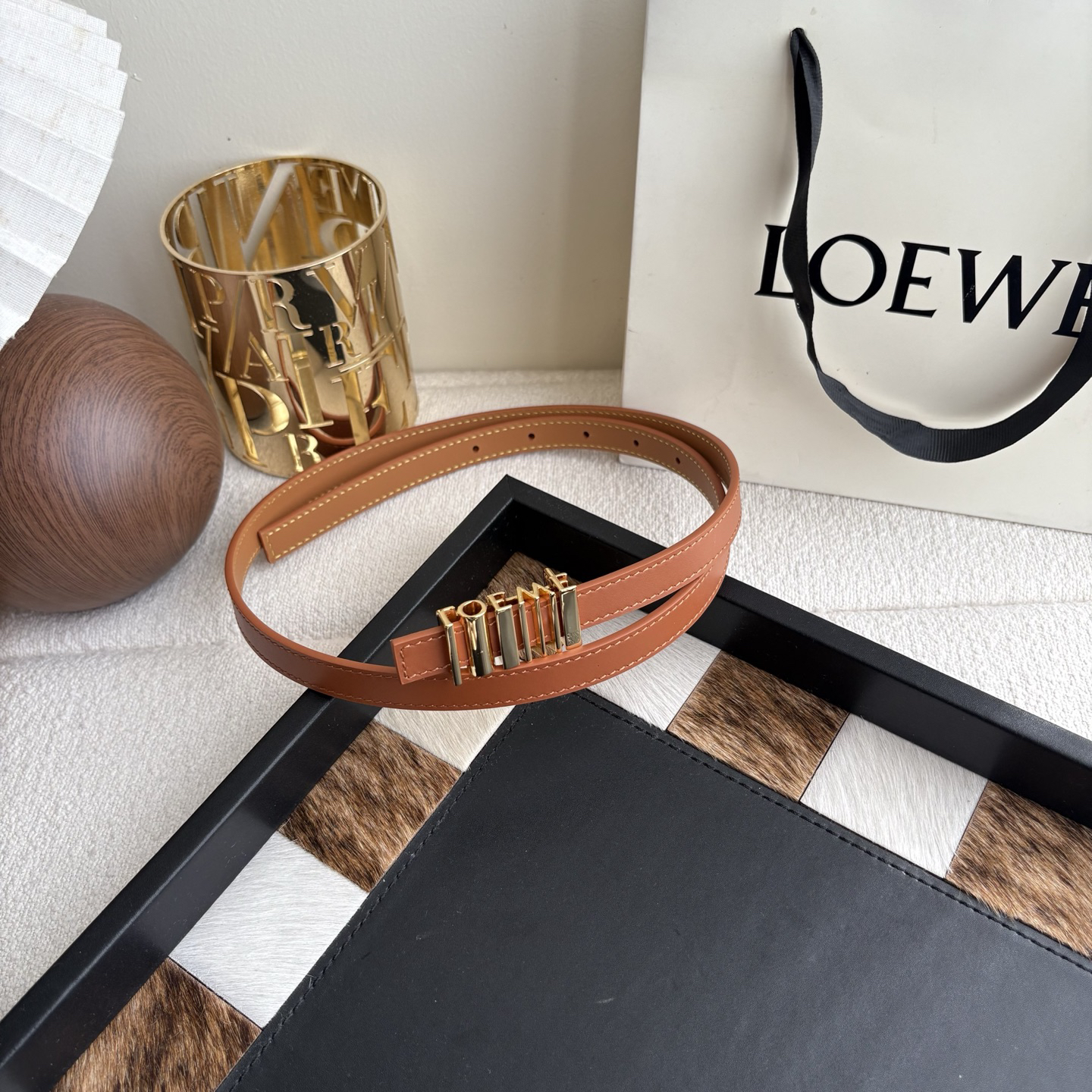 [TOP] LOEWE Leather Belt 1.5 cm - Brown - 711 Luxury