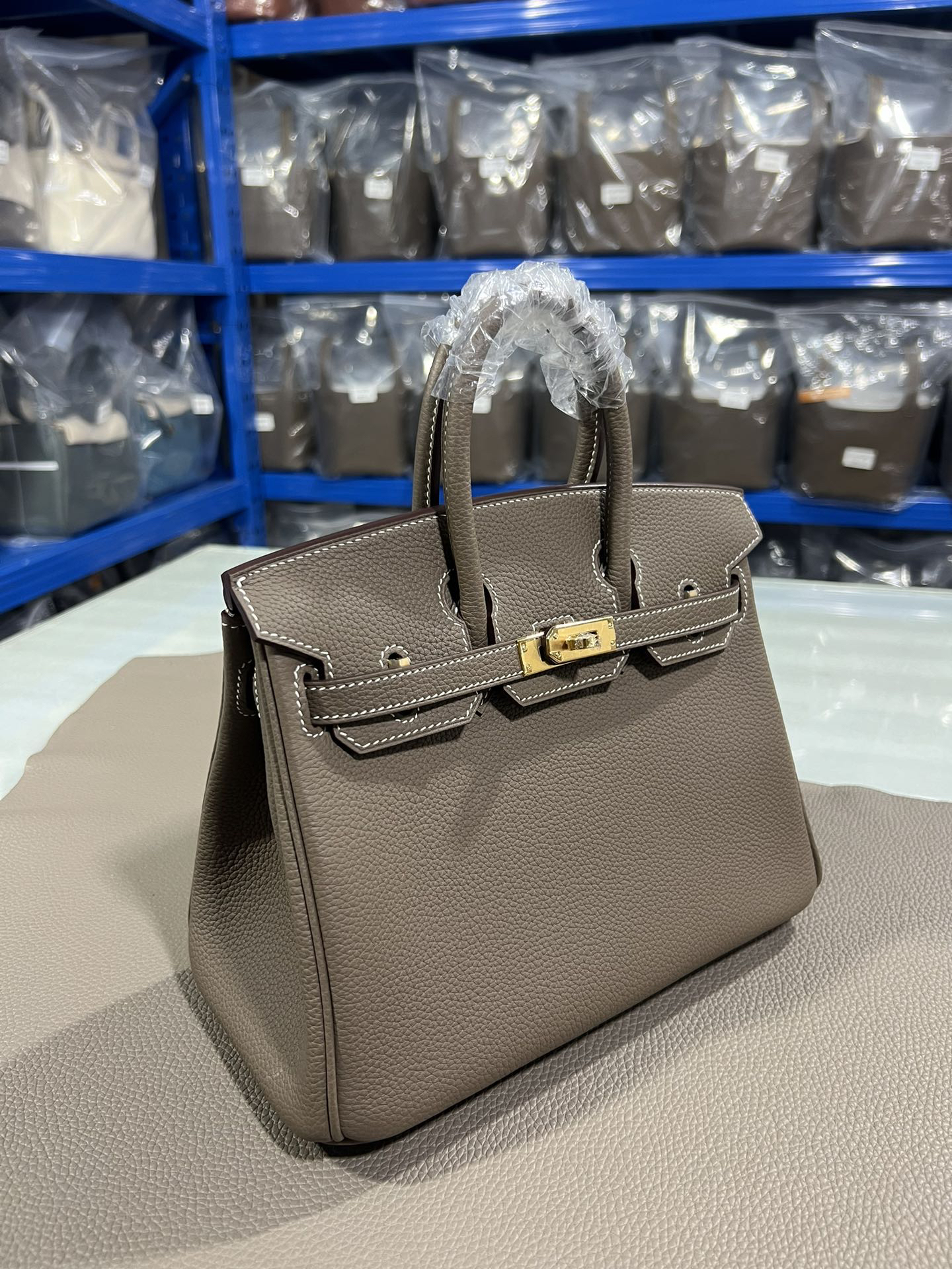 [TOP] HERMES Birkin Togo Leather 25cm - Etoupe & GHW