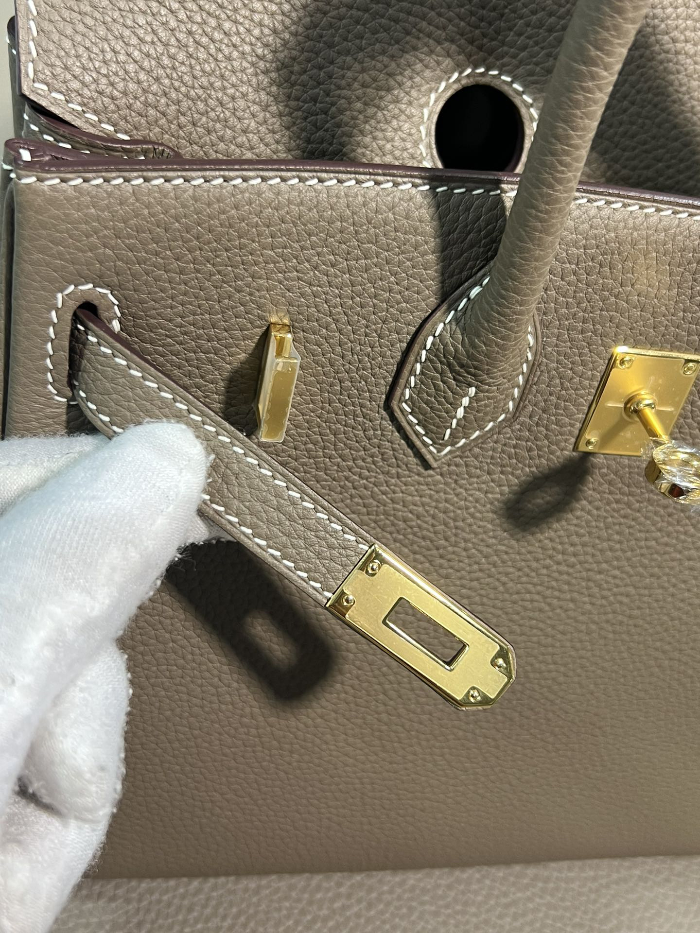 [TOP] HERMES Birkin Togo Leather 25cm - Etoupe & GHW