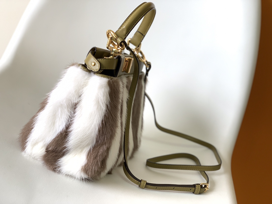 [TOP] FENDI Peekaboo Bag Mink/Lambskin Lining 23x10x16cm - Brown/White & GHW - 711 Luxury
