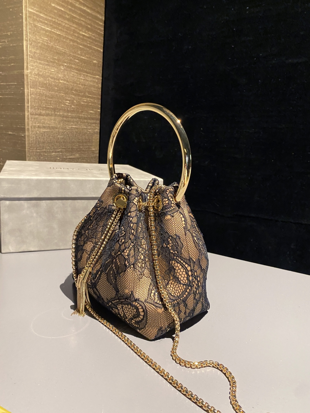 [TOP] JIMMY CHOO Bon Bon Bag 16x15x9.5cm - Gold and Black - 711 Luxury