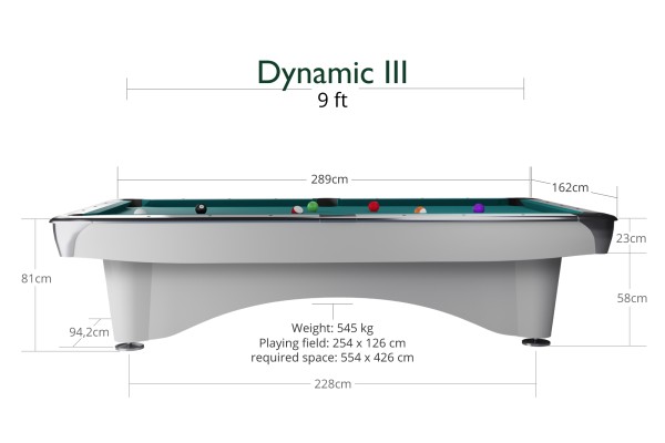 Billiard Table Dynamic III.  Pool. 9 ft