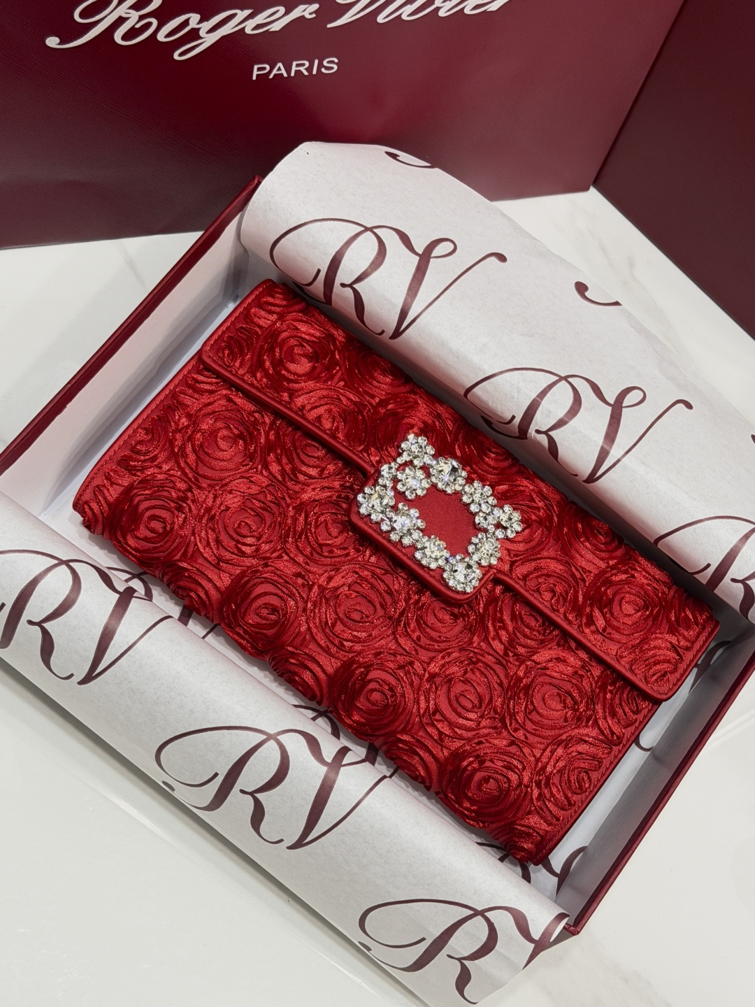 [TOP] ROGER VIVIER Diamond Bag 24-13-3 CM - Red - 711 Luxury
