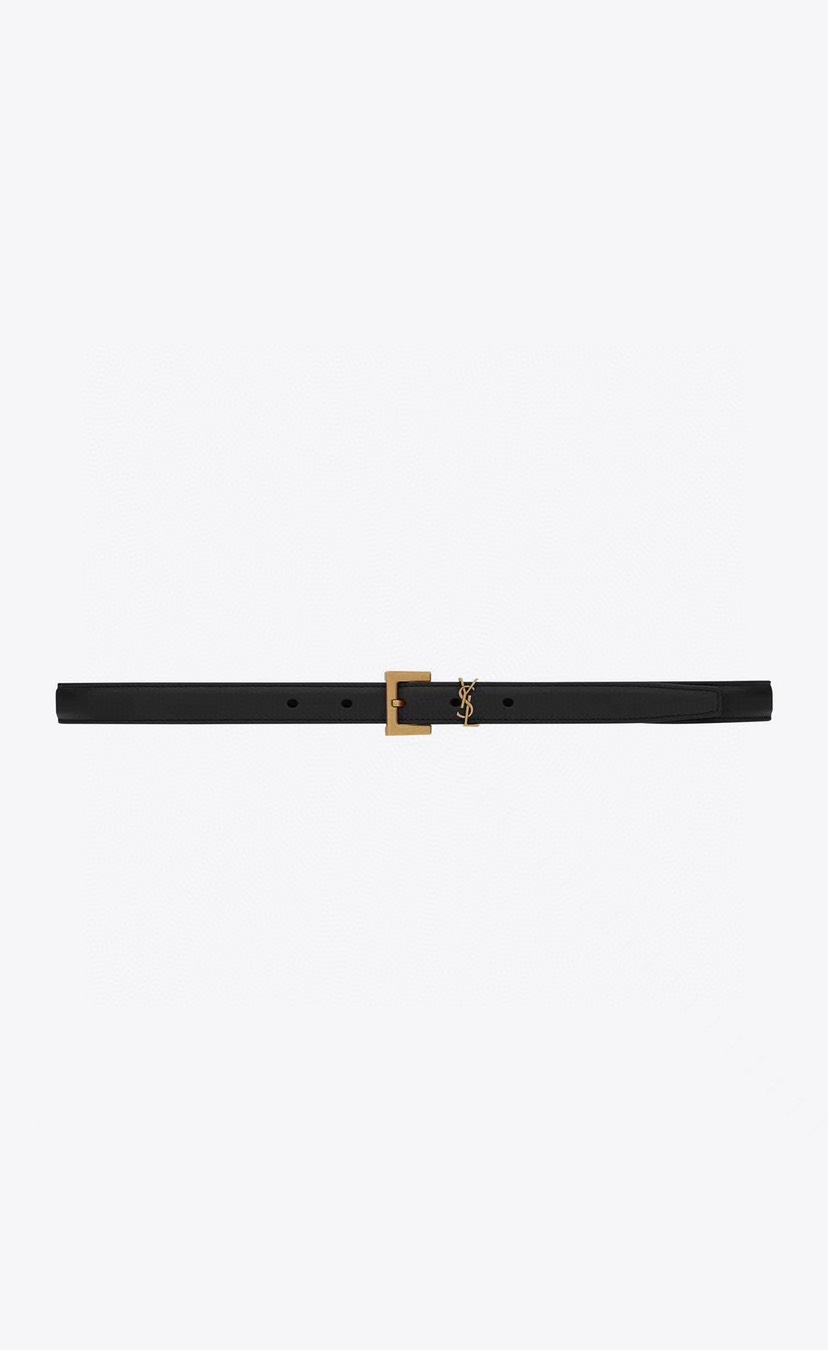[TOP] Yves Saint Laurent YSL Belt Calfskin 2cm - Black - 711 Luxury
